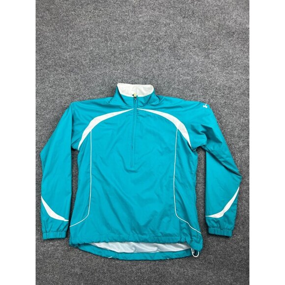 Under Armour Golf Wear Jacket Women's Small Blue White Full Zip Pockets - Picture 1 of 7
